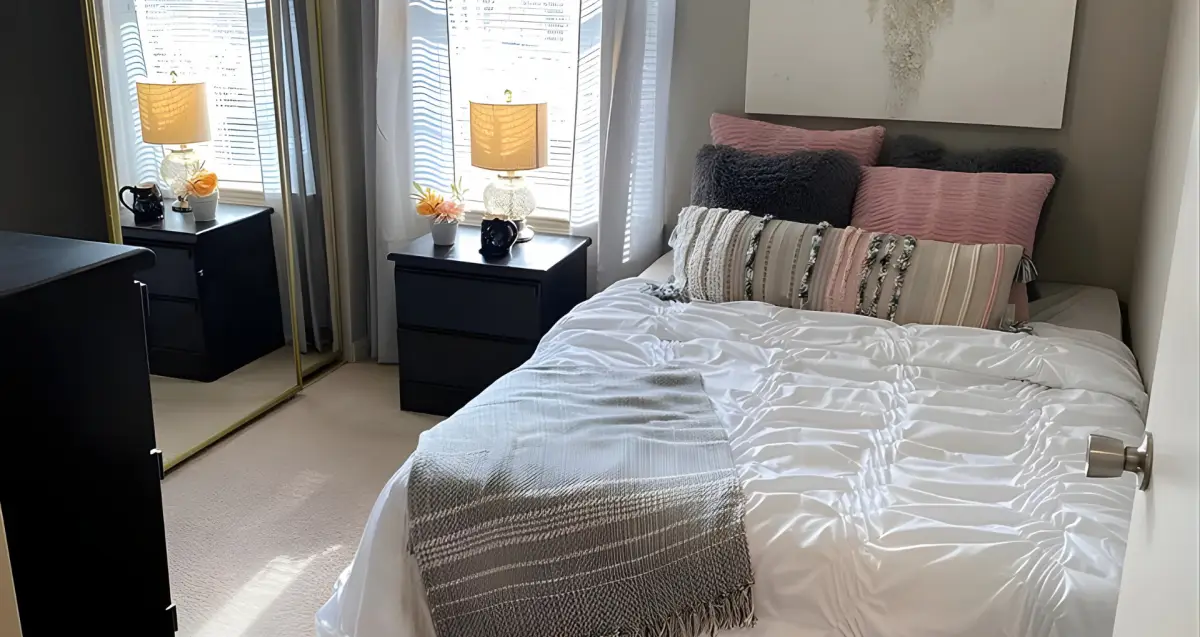 Private bedroom at The Ridge, apartments near West Virginia University.