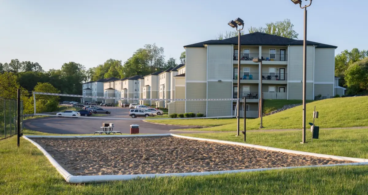 Volleyball court at The Ridge apartments, Apartments near WVU